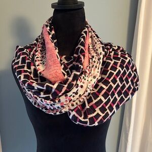 White House Black Market Pink and Black Patterned Infinity Scarf